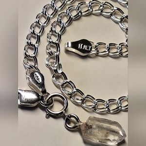 7" 925 Sterling Silver Double Link Parallelo Charm Bracelet - Brand New - 4mm